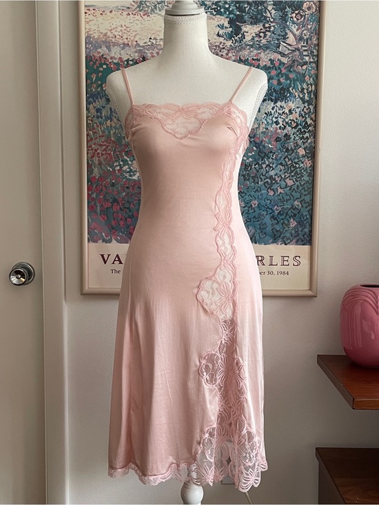 Vintage Other - Vintage Valisere Lace Slip Dress Medium Blush Pink Parisian Coquette Chic Bridal